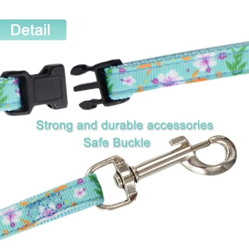 Cat Harness and Leash Set Adjustable H-Style Harness Floral Pattern